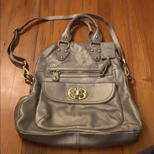 Metallic Emma Fox satchel with crossbody strap